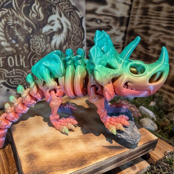 Skeleton Triceratops Flexible Articulated Fidget Toy Dinosaur Dino 3D Printed - Picture 2 of 11